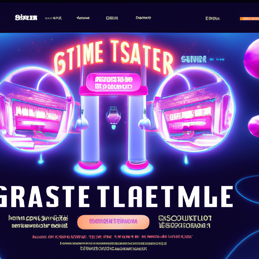 PulsePlay hero art: neon arcade scene